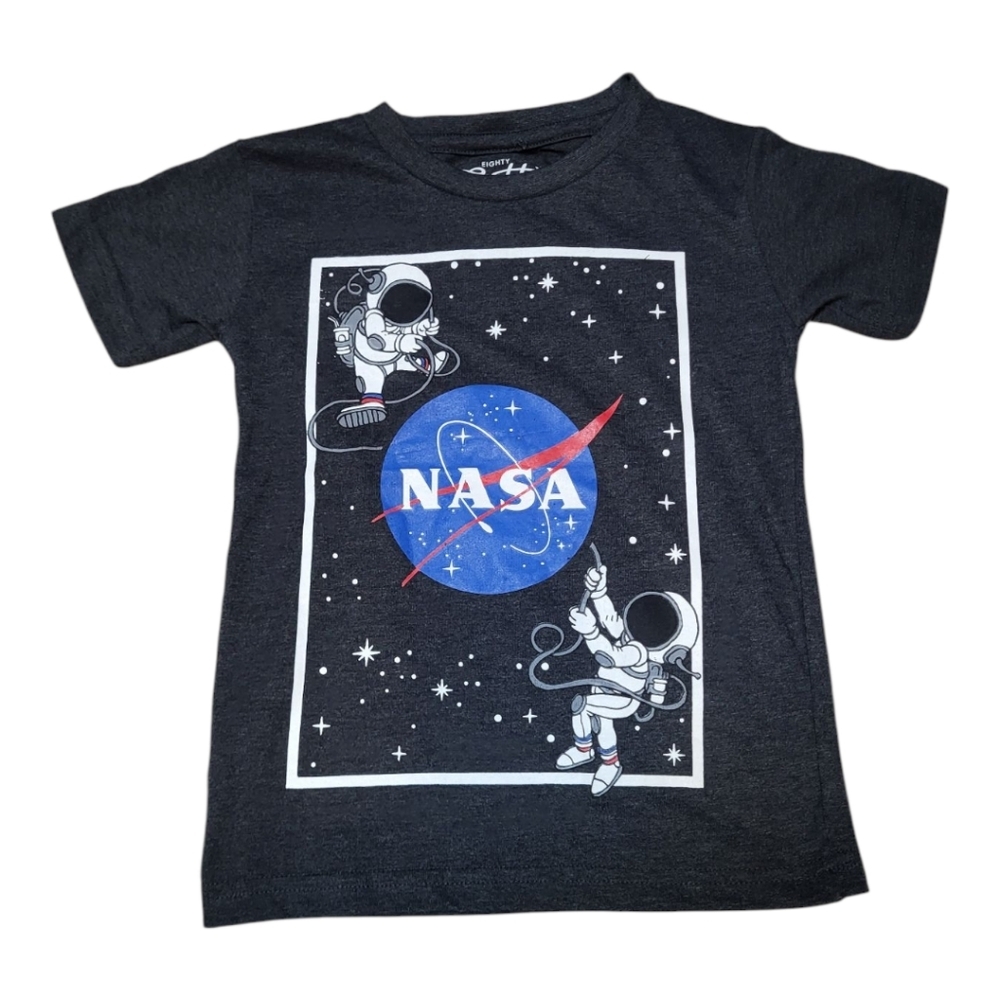Eighty Eight Kids Black Short Sleeve Tee with NASA Space Graphic - Size 4